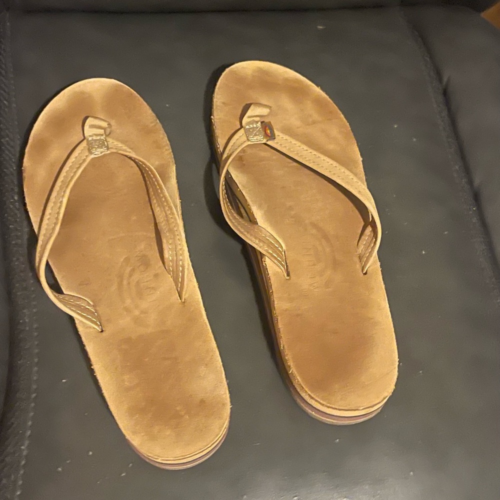 Rainbow flip flops